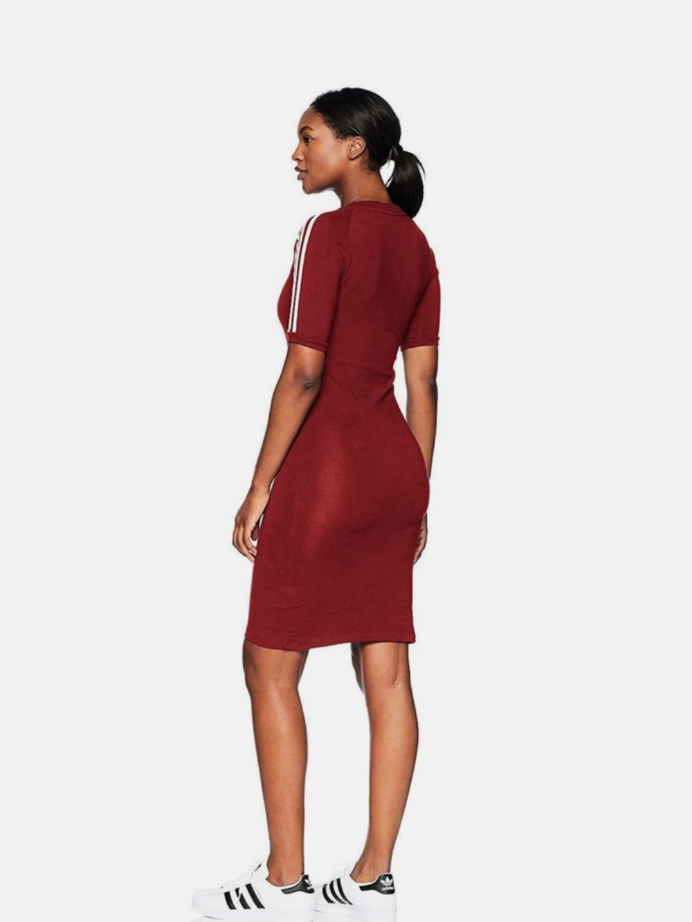 Adidas Women’s 3 Stripe Dress Maroon Medium - Picture 3 of 11
